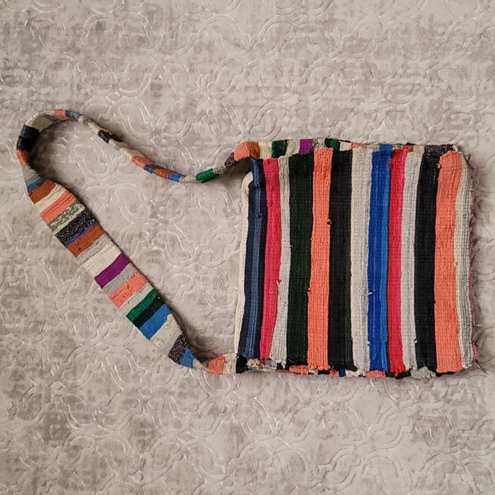 Cloth Striped Crossbody Bag Gem